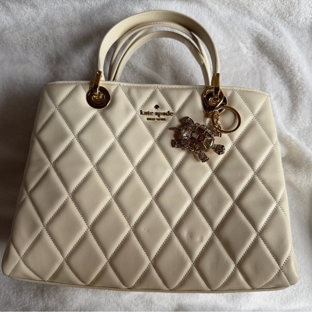 Kate Spade Cream Quilted Tote Bag - Picture 2 of 11